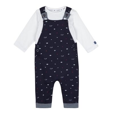 J by Jasper Conran Baby boys' navy nautical print dungarees and jersey top